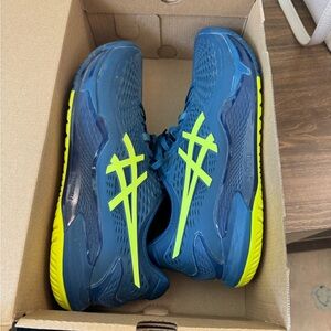ASICS Navy and Lime Athletic Shoes